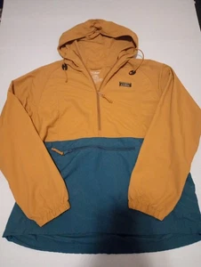 Chaqueta cortavientos LL Bean para hombre grande amarillo mostaza bloques de color Anorak - Imagen 1 de 9