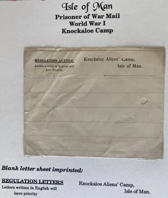 Первая мировая война остров Мэн Англия военнопленные лагерь нокаулоэ регулирование лист с письмом - Изображение 1 из 4