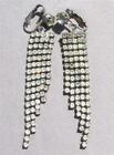 Vintage Elegant Evening 3" Long Crystal Rhinestone Clip On Earrings