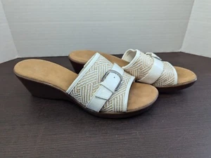 Aerosoles A2 Wedge Sandals Womens 10 Zigzag Weave Buckle Open Toe Padded Comfort - Picture 1 of 11