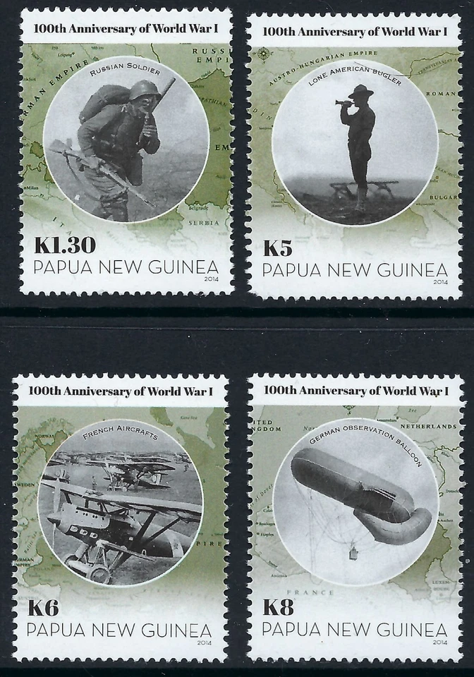 2014 PNG SG #1706/9 Primera Guerra Mundial Primera Guerra Mundial Centenario conjunto de 4 como nuevo MUH Papúa Nueva Guinea Foto 1 de 1