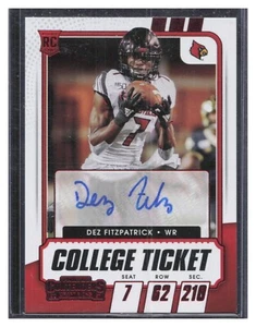 2021 Panini Contenders Draft Picks #314 Dez Fitzpatrick Auto Red Rookie RC SP - Foto 1 di 2