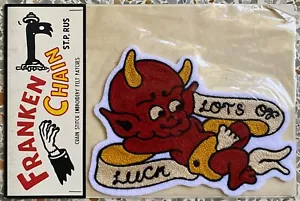 Hot Rod Racing Patch Badge Hand Made Chain Stitch Embroidered Tattoo Devil Luck - Picture 1 of 3
