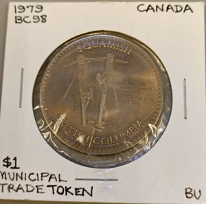 Squanmish B.C. 1979 Ficha comercial Royal Hudson №2860 $1 sin circular - Imagen 1 de 4