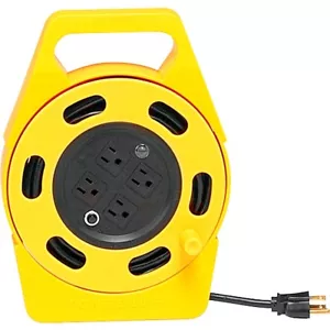 Extension Cord Reel Spool 25 ft Reel POWER CADDY PLUS + 4 outlets RV WOODS 2801 - Picture 1 of 8