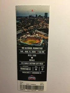 BOSTON RED SOX VS KANSAS CITY ROYALS, AUGUST6,2019 TICKET STUB - Picture 1 of 1