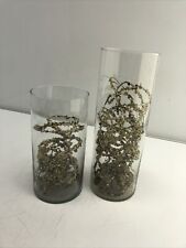 Set/2 Large Clear Glass 8”-11” Hurricane Cylinder Flower VASEs Candle Holders