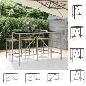 Bar Table Counter Height Bar Table with Glass Top Black Poly Rattan vidaXL vidaX - Picture 1 of 31