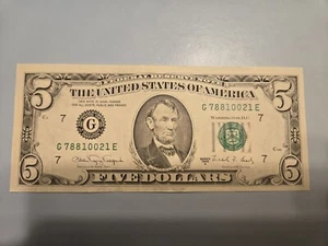 Series 1988 A $5.00 Five Dollar Bill Federal Reserve Note FRN Chicago, IL - AU - - Picture 1 of 24