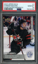 2023 UPPER DECK CONNOR BEDARD GAME DATED MOMENTS #1 ROOKIE PSA 10!