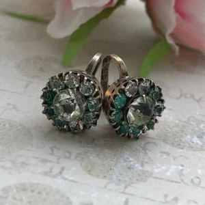 Antiguo par de gemas de piedra de plata dorada 875 de la URSS de los años 50 joyas únicas para mujer - Imagen 1 de 9