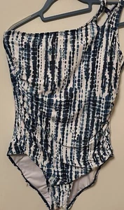 Holipick Badeanzug Einteiler Damen 2X One Shoulder Blau-Weiß Neu - Bild 1 von 3