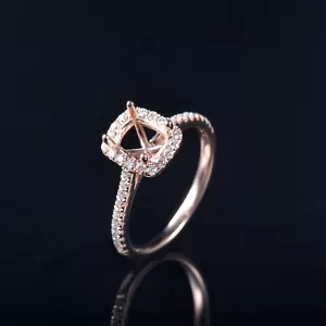 Kissen 6,5 x 5,5 mm natürlicher Diamant halbmontierte Ringfassung massiv 14K Roségold - Bild 1 von 4