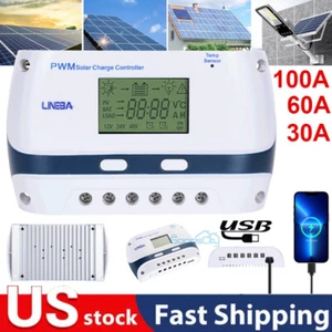 Solar Charge Controller 5200W 100A 60A 30A 12V/24V/48V Battery PV Regulator USB - Picture 1 of 28