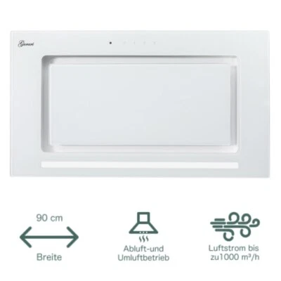 Dunstabzugshaube Deckenhaube 90 cm Gurari GCH E 217 WH 90 Einbau 1000m³/h Weiß