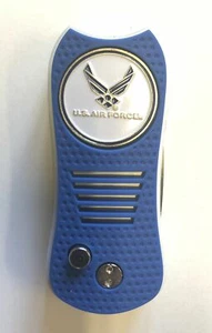 US Air Force USAF Logo Golf Ball Marker Premium Switchblade Divot Tool - Foto 1 di 2