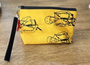 Makeup Bag Yellow & Black Life Vest Prints Wristlet Pouch Travel Case - Picture 1 of 13