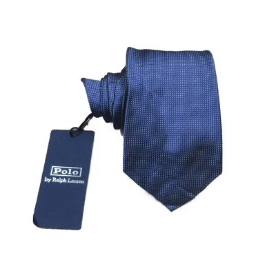 Gravata Polo Ralph Lauren Masculina Padrão Ponto Azul 3,25" Seda $125 Fabricada na Itália - Imagem 1 de 2