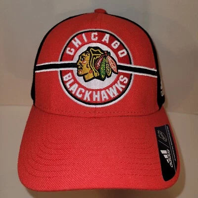 HAT CAP Adidas Chicago Blackhawks NHL Red & Black Embroidered Adjustable NEW - Image 1 of 4