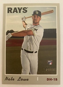 2019 Topps Heritage Nate Lowe #604 RC Baseball Card - Picture 1 of 2
