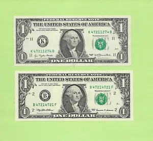 '4721 1274 & 4721 4721' .. MATCHING .. UNCIRC $1 RADAR E RIPETITORE 1977 & 1999 - Foto 1 di 2