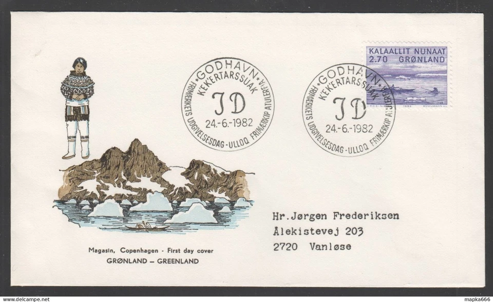 GR079 1982 GREENLAND GRPOUNDSNLAND WALHUS HUNTING MICHEL #136 FDC ENVELOPE - Image 1 of 1