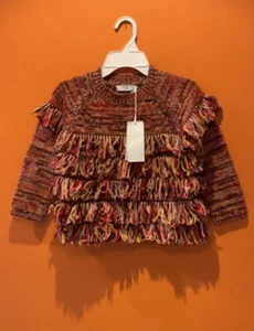 NWT$225 STELLA McCARTNEY Kids Girl Multicolored Fringe Sweater sz6 - Picture 1 of 5
