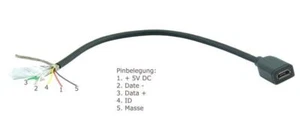 micro-USB Adapterkabel(Buchse) voll beschaltet mit 5 Pins # zum selber löten - Bild 1 von 2