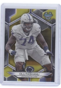 OLU FASHANU 2023 BOWMAN'S BEST UNIVERSITY YELLOW REFRACTOR /75 - NY Jets - Picture 1 of 2