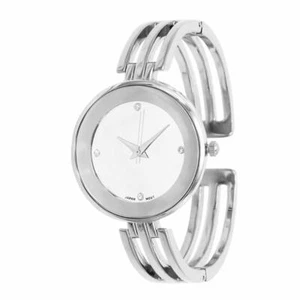 Rosemarie Collections Women's Stylish Silver Face Cuff Bracelet Watch (Silver) - Picture 1 of 1