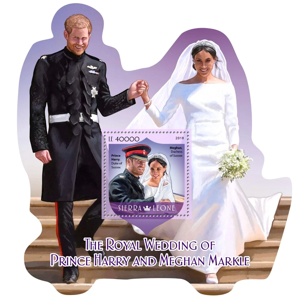 Estampillas de boda del príncipe Harry y Meghan Markle MNH 2018 Sierra Leona forma S/S Foto 1 de 1