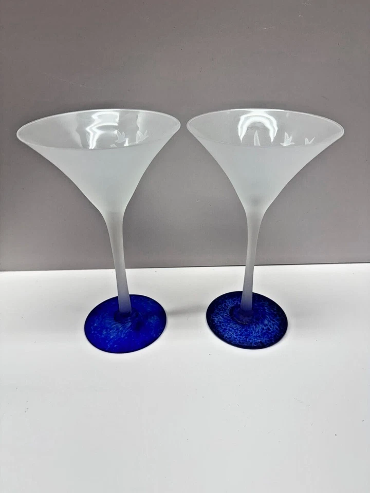 Raro Vaso Martini Esmerilado Ganso Gris De Colección - Pájaros Grabados - Juego de 2 Foto 1 de 4