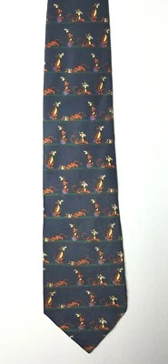 Винтажный мужской галстук 90-х Disney Tigger галстук Winnie the Pooh Works темно-синий текстурированный  - Изображение 1 из 4