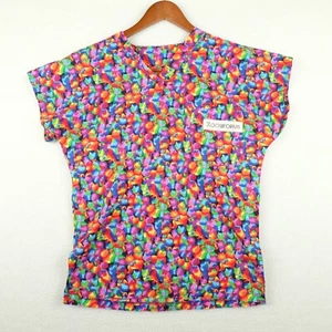 Zooniforms Womens Srub Top Extra Small Colorful Cats Psychedelic All Over Print - Picture 1 of 10