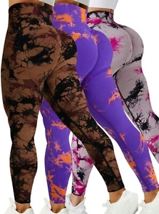 Women's Stretch Activewear Leggings in Tye Dye - Picture 1 of 13