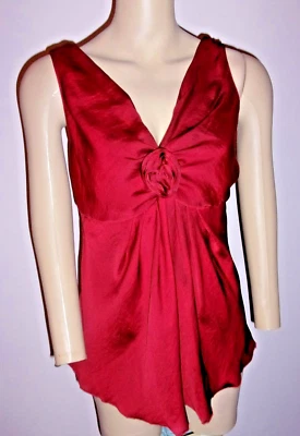 Spiegel Top  Burgandy Sleeveless Chemise Fabric Rose Empire Waist Size 6 Ladies - Image 1 of 4