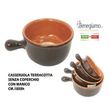 Casseruola Pentola Tegame in terracotta Argilla con manico 18cm Benegiamo