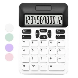 White Standard Basic Calculator - 12 Digit LCD Display Cute for Office Home S... - Picture 1 of 7