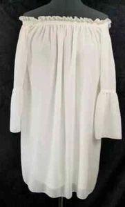 Zanzea White Size XXL Off Shoulder 3/4 Sleeve Pool Cover Up Mini Dress Lined - Picture 1 of 8