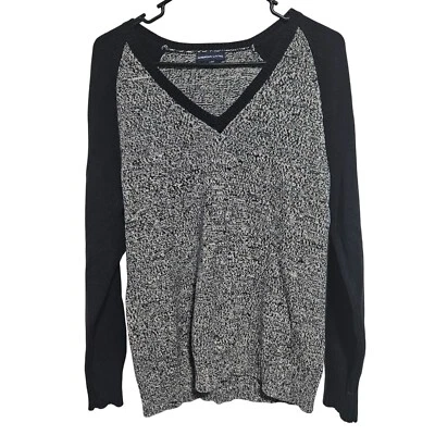 Suéter tejido American Living para mujer talla grande gris jaspeado suéter cuello en V Foto 1 de 4