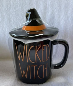Tazza nuova 2021 HTF Rae Dunn WICKED WITCH con cappello topper!! Tazza Halloween arancione LL - Foto 1 di 6