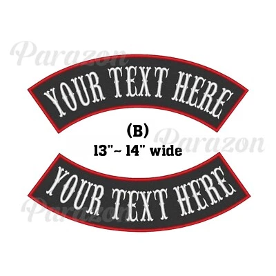 Custom Embroidered 13" 14" Top Bottom Rocker Sew on Patch MC Biker Badge (B) - Image 1 of 4