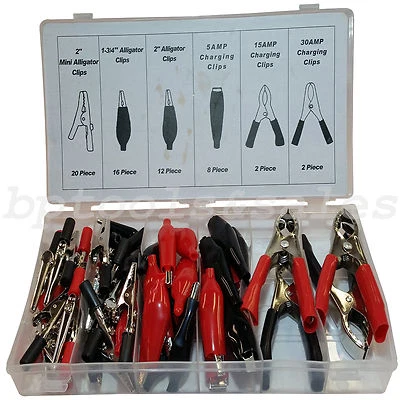 CAL/AJ 60 Pc Alligator Clip Assortment Set Test Lead Electrical Battery Clamp Connector