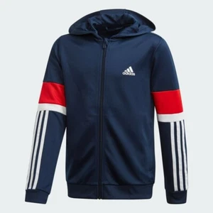 adidas Junior Training Equipment Full Zip Hoodie Ages 5-6 Navy RRP £45 FM1677 - Picture 1 of 7