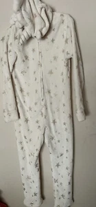 Justice Unicorn Hooded Fleece OnePiece 3D Detail Glitter Stars Wings Size 12 - Picture 1 of 3