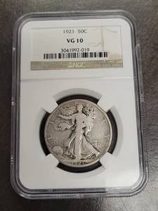 1921-P Walking Liberty Half Dollar 50C NGC VG10 - Picture 1 of 5