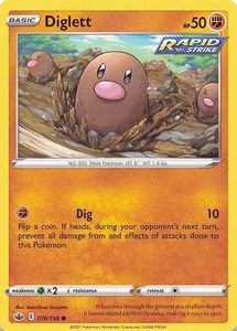 Diglett Common Normal SWSH06: Chilling Reign 076/198 casi nuevo - Imagen 1 de 2