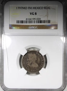 1797 Mo FM Mexico Reales NGC VG8 Circulated Cracked Holder - Picture 1 of 4