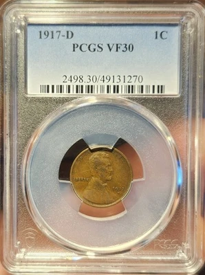1917 D Lincoln Wheat Cent PCGS VF30 - Image 1 of 4