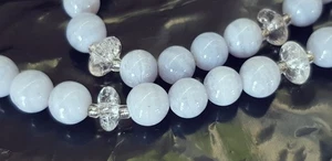 SCHMUCK-STCK Calcedon CHALCEDON Bergkristall STEIN Kette NEU 45 CM Kugeln - Picture 1 of 2